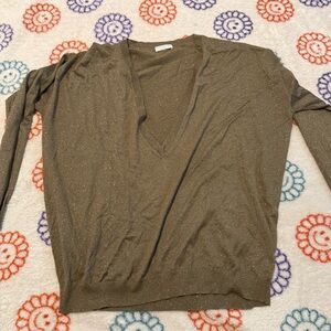 Brunello Cucinelli Shimmering Tan V-Neck Sweater